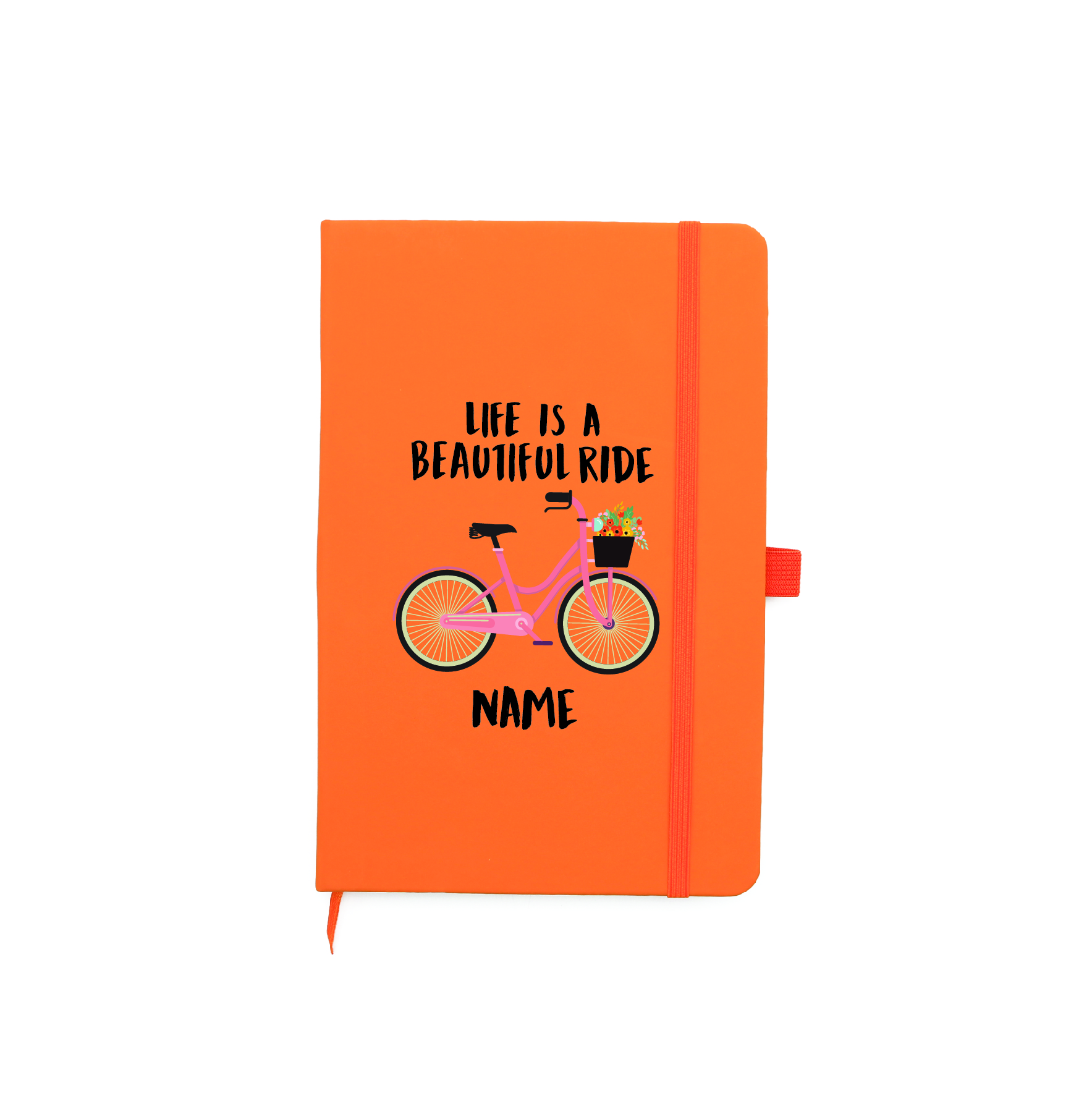 Personalised Life is Beautiful Hardcover Orange Notebook | PU A5 Leather Notebook/Diary